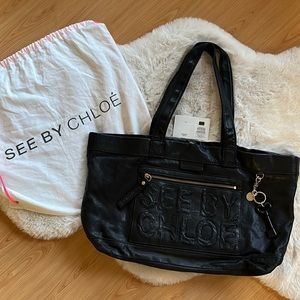 See By Chloe Black Leather Tote